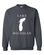 Lake Michigan - Copperplate Sandwich Hoodie, Charcoal