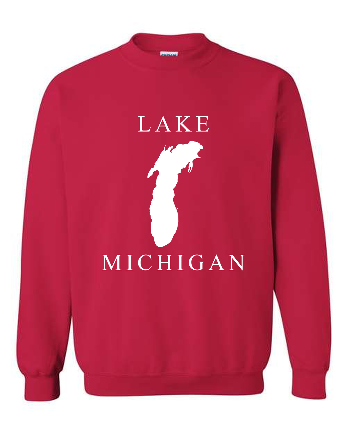 Lake Michigan - Copperplate Sandwich Hoodie, Cherry Red
