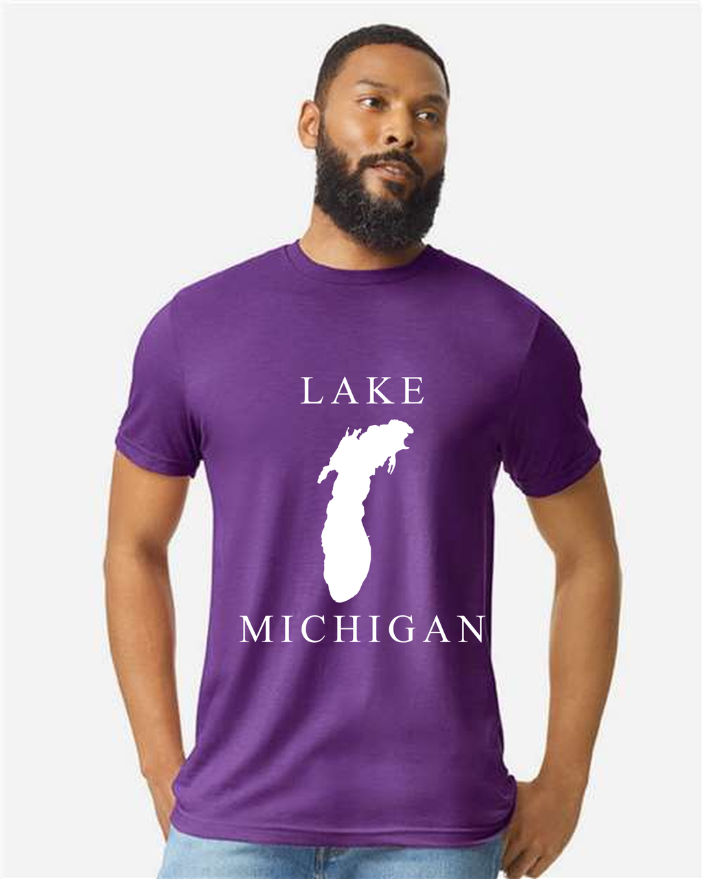 Lake Michigan - Copperplate Sandwich T-Shirt, Amethyst