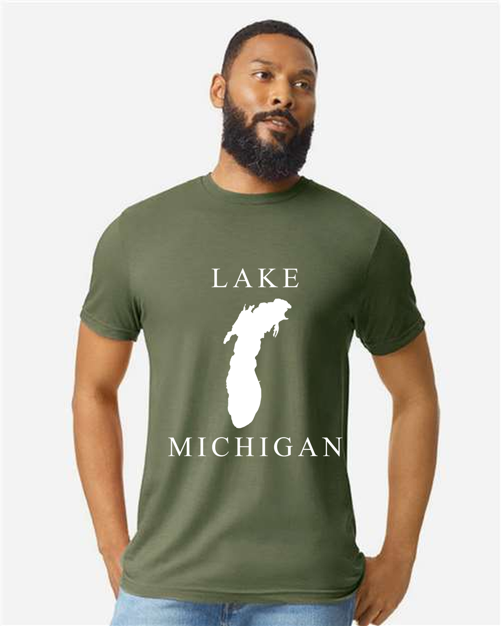 Lake Michigan - Copperplate Sandwich T-Shirt, Cactus