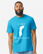 Lake Michigan - Copperplate Sandwich T-Shirt, Caribbean Mist