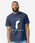 Lake Michigan - Copperplate Sandwich T-Shirt, Navy Mist