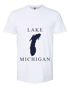 Lake Michigan - Copperplate Sandwich T-Shirt, White