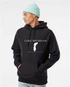 Lake Michigan - Engraved Copperplate Hoodie, Black