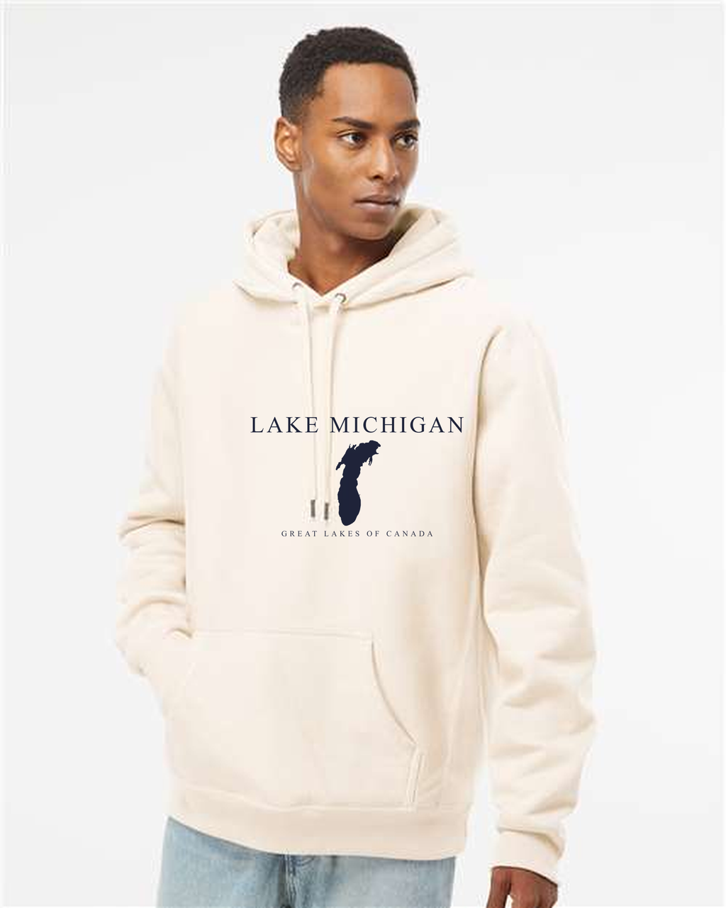 Lake Michigan - Engraved Copperplate Hoodie, Bone