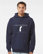 Lake Michigan - Engraved Copperplate Hoodie, Classic Navy