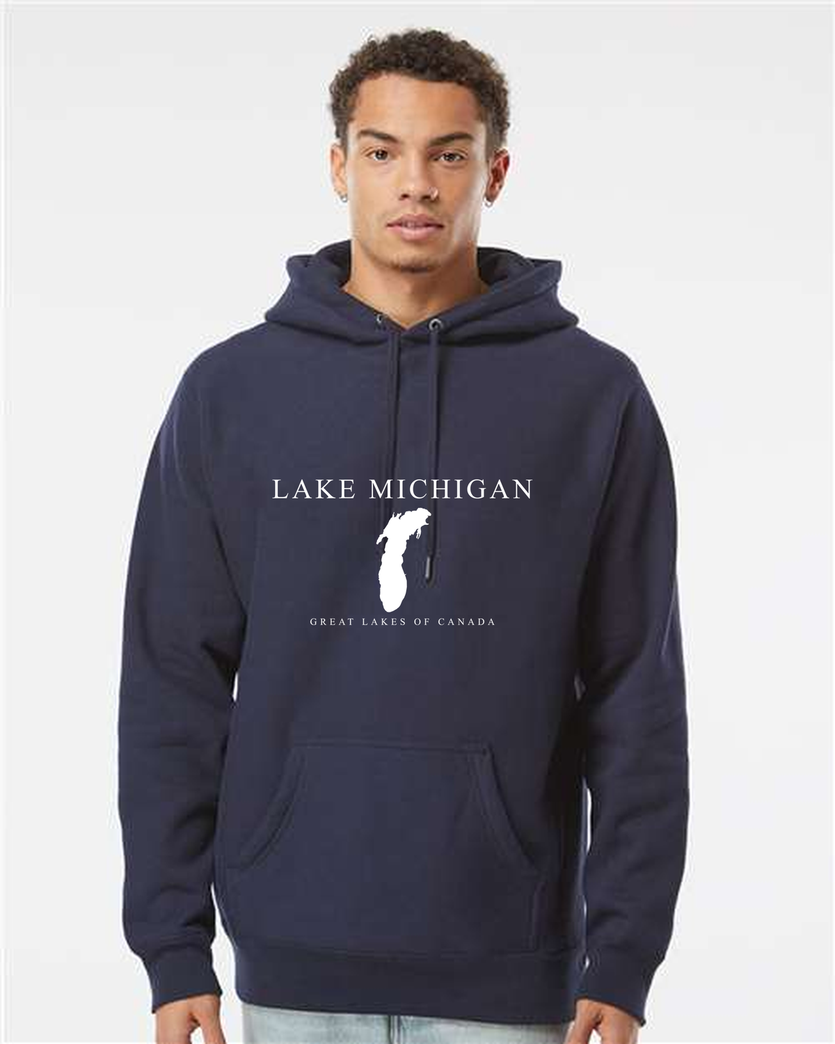 Lake Michigan - Engraved Copperplate Hoodie, Classic Navy