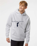Lake Michigan - Engraved Copperplate Hoodie, Grey Heather