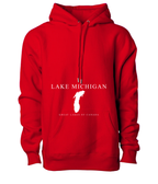 Lake Michigan - Engraved Copperplate Hoodie, Red