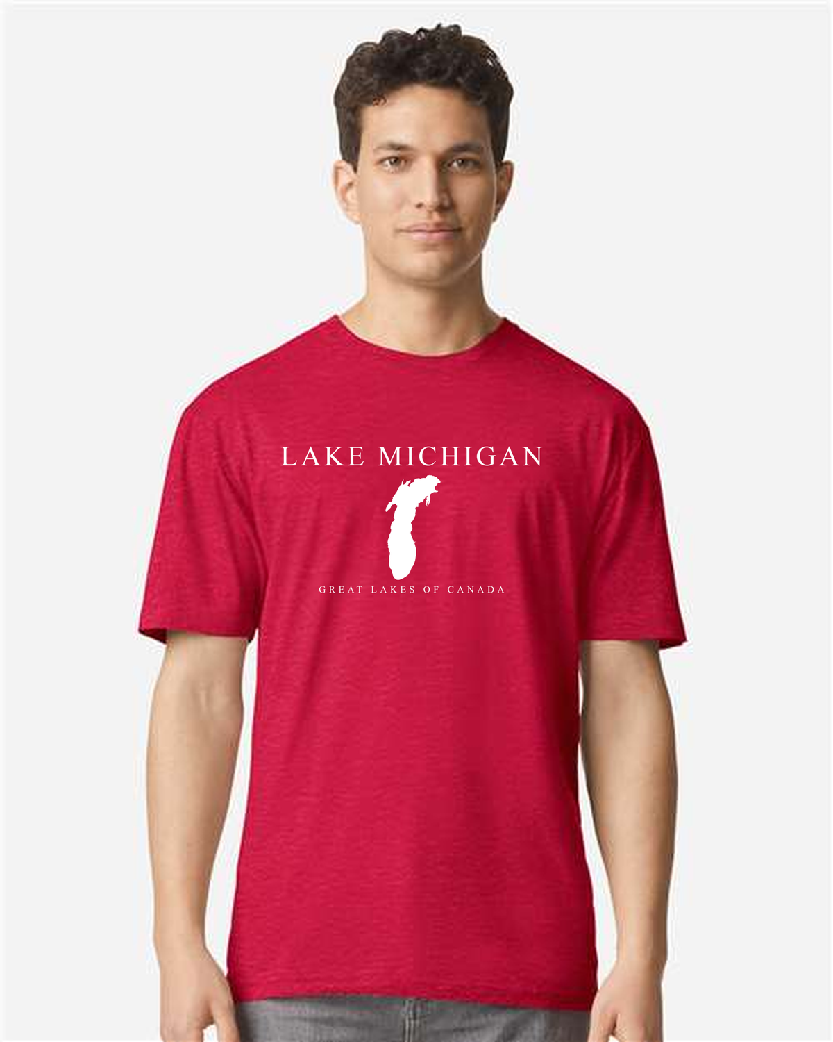 Lake Michigan - Engraved Copperplate T-Shirt, Cherry Red
