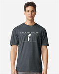 Lake Michigan - Engraved Copperplate T-Shirt, Dark Heather
