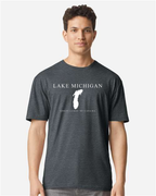 Lake Michigan - Engraved Copperplate T-Shirt, Dark Heather