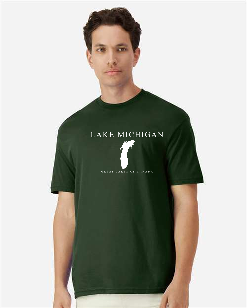 Lake Michigan - Engraved Copperplate T-Shirt, Forest Green
