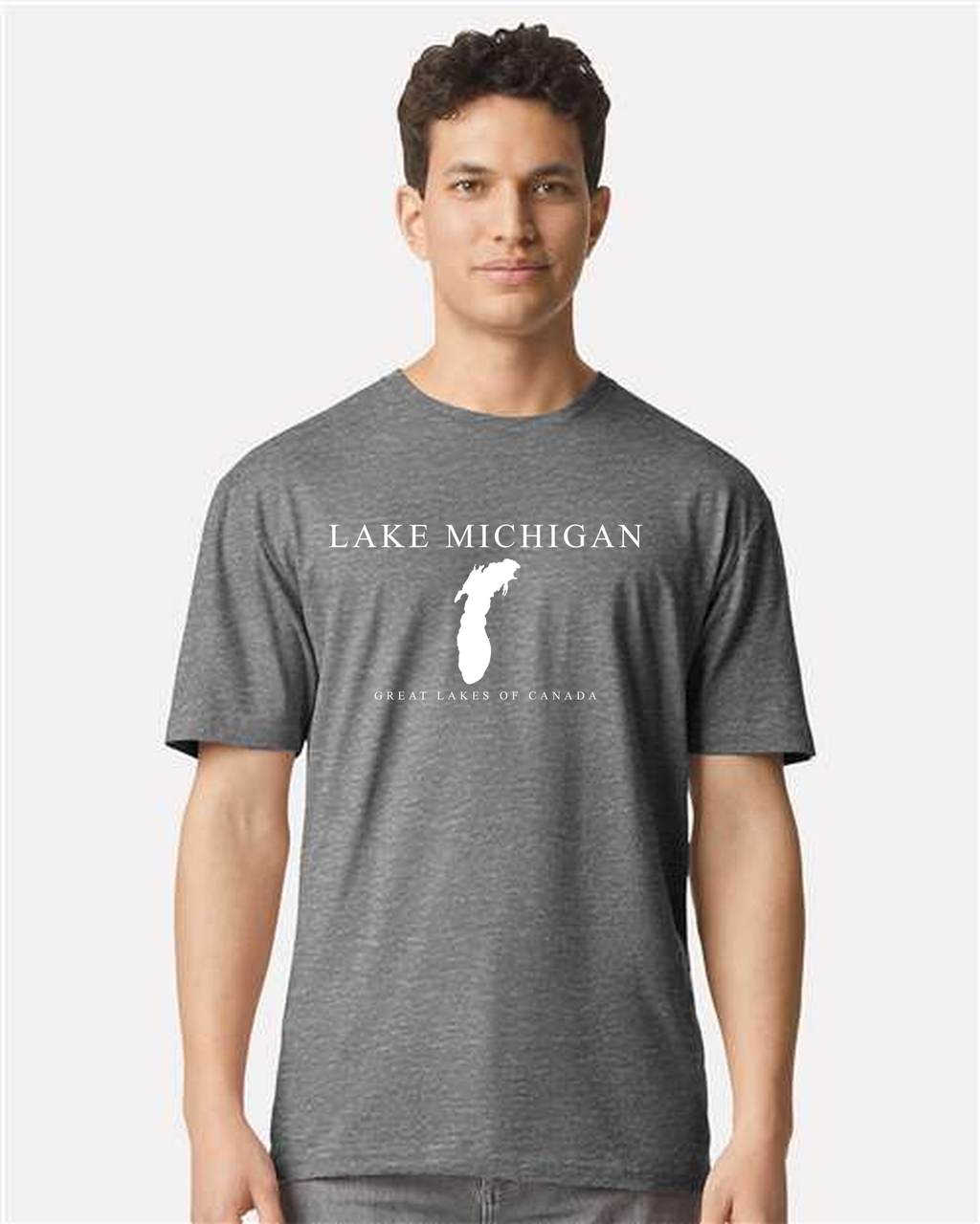 Lake Michigan - Engraved Copperplate T-Shirt, Graphite Heather