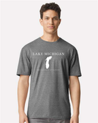 Lake Michigan - Engraved Copperplate T-Shirt, Graphite Heather