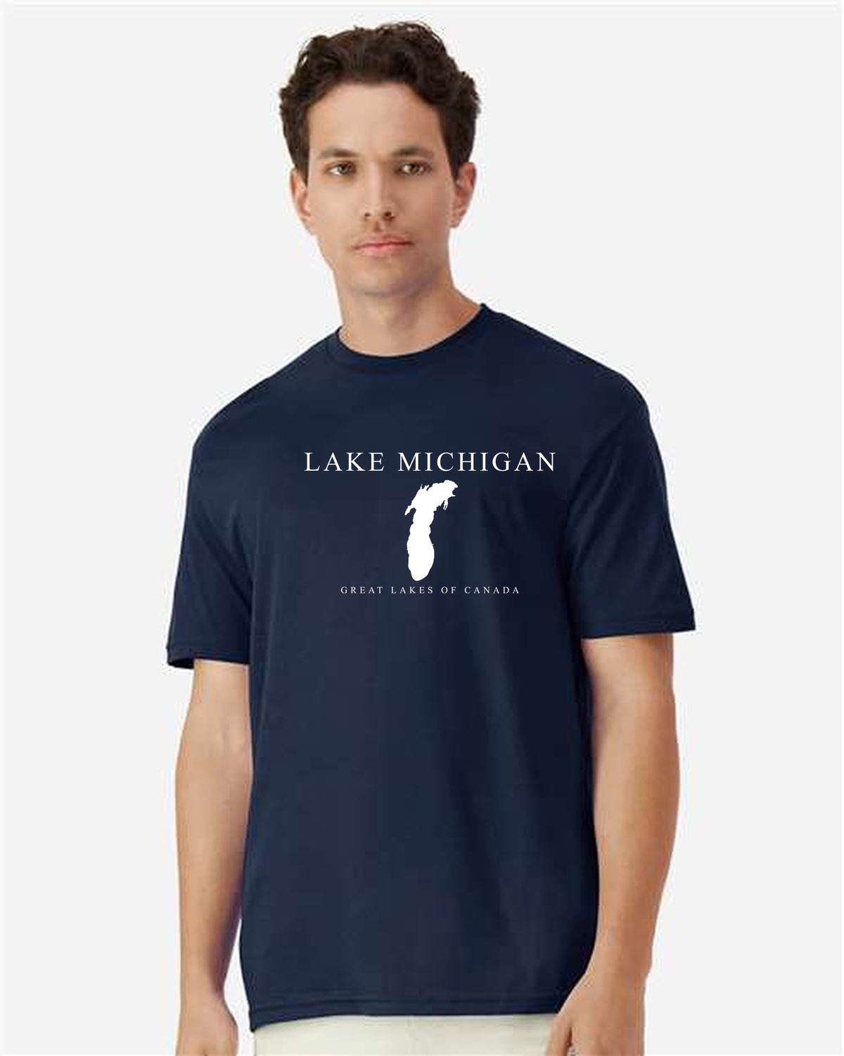 Lake Michigan - Engraved Copperplate T-Shirt, Navy