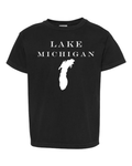Lake Michigan - Engravers Label T-Shirt, Black