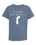 Lake Michigan - Engravers Label T-Shirt, Blue Jean