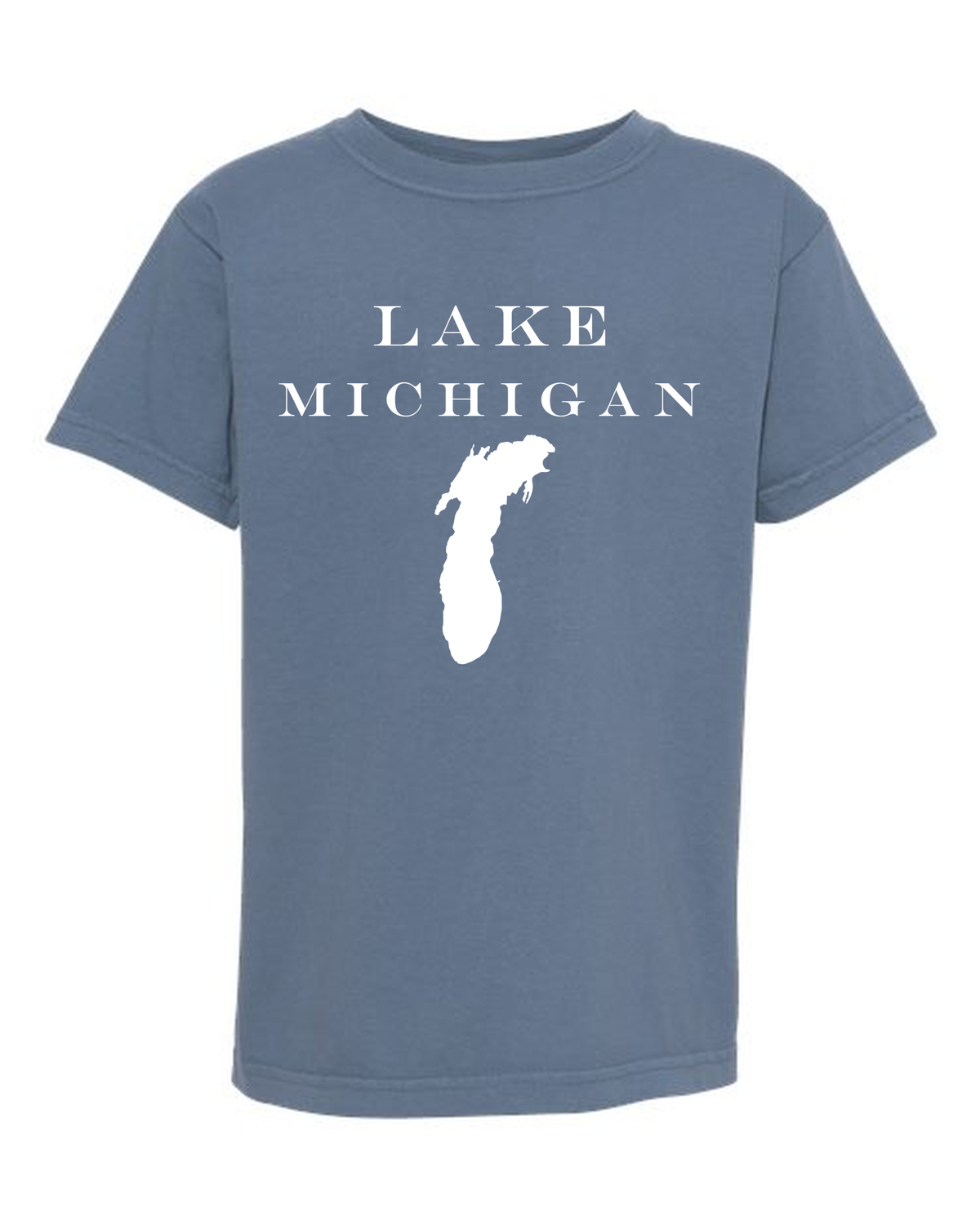 Lake Michigan - Engravers Label T-Shirt, Blue Jean