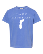 Lake Michigan - Engravers Label T-Shirt, Flo Blue