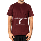 Lake Michigan - Franklin Modern T-Shirt, Burgundy
