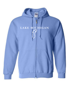 Lake Michigan - Garamond Fashion Hoodie, Carolina Blue
