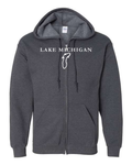 Lake Michigan - Garamond Fashion Hoodie, Dark Heather