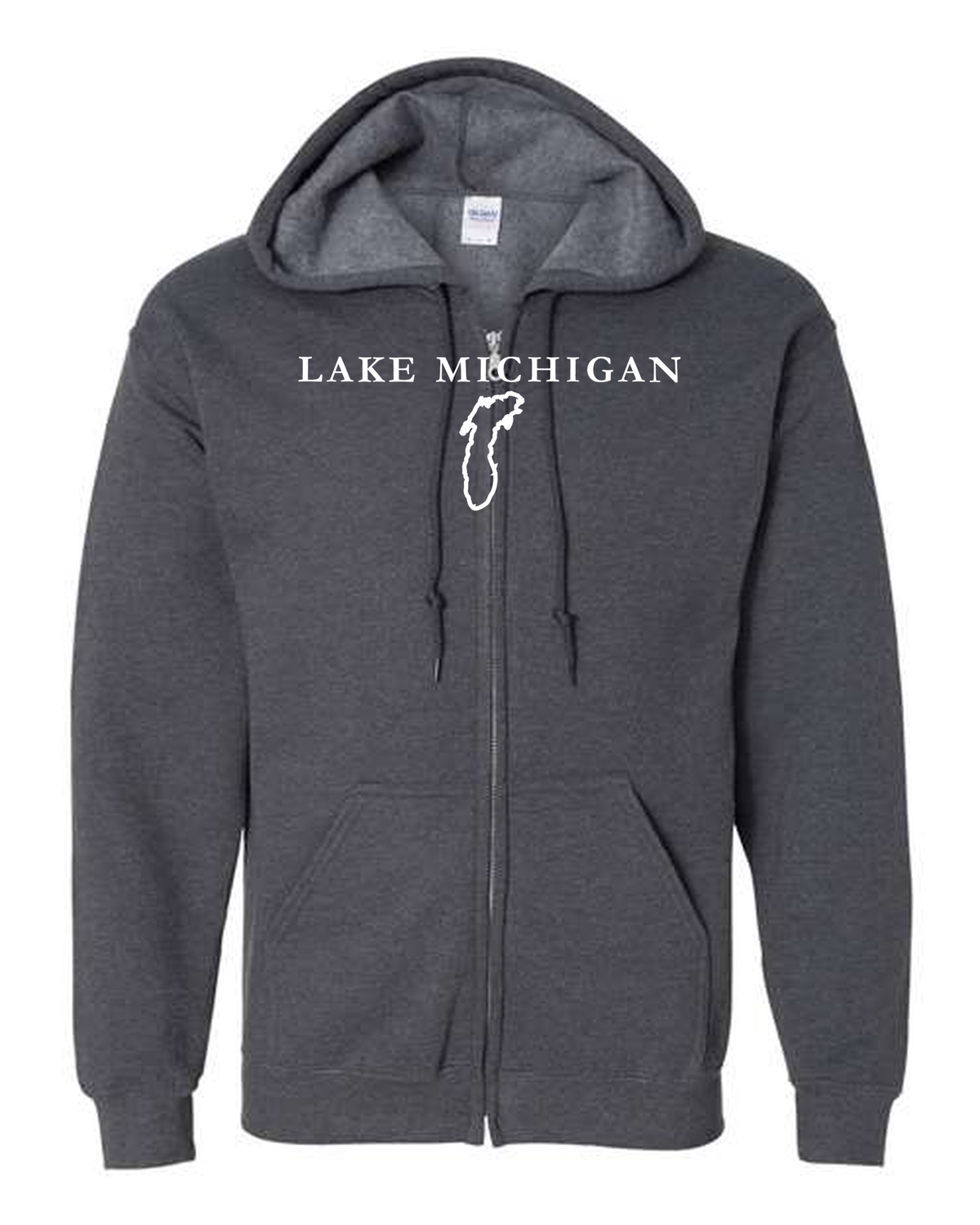 Lake Michigan - Garamond Fashion Hoodie, Dark Heather