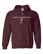 Lake Michigan - Garamond Fashion Hoodie, Maroon