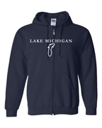 Lake Michigan - Garamond Fashion Hoodie, Navy