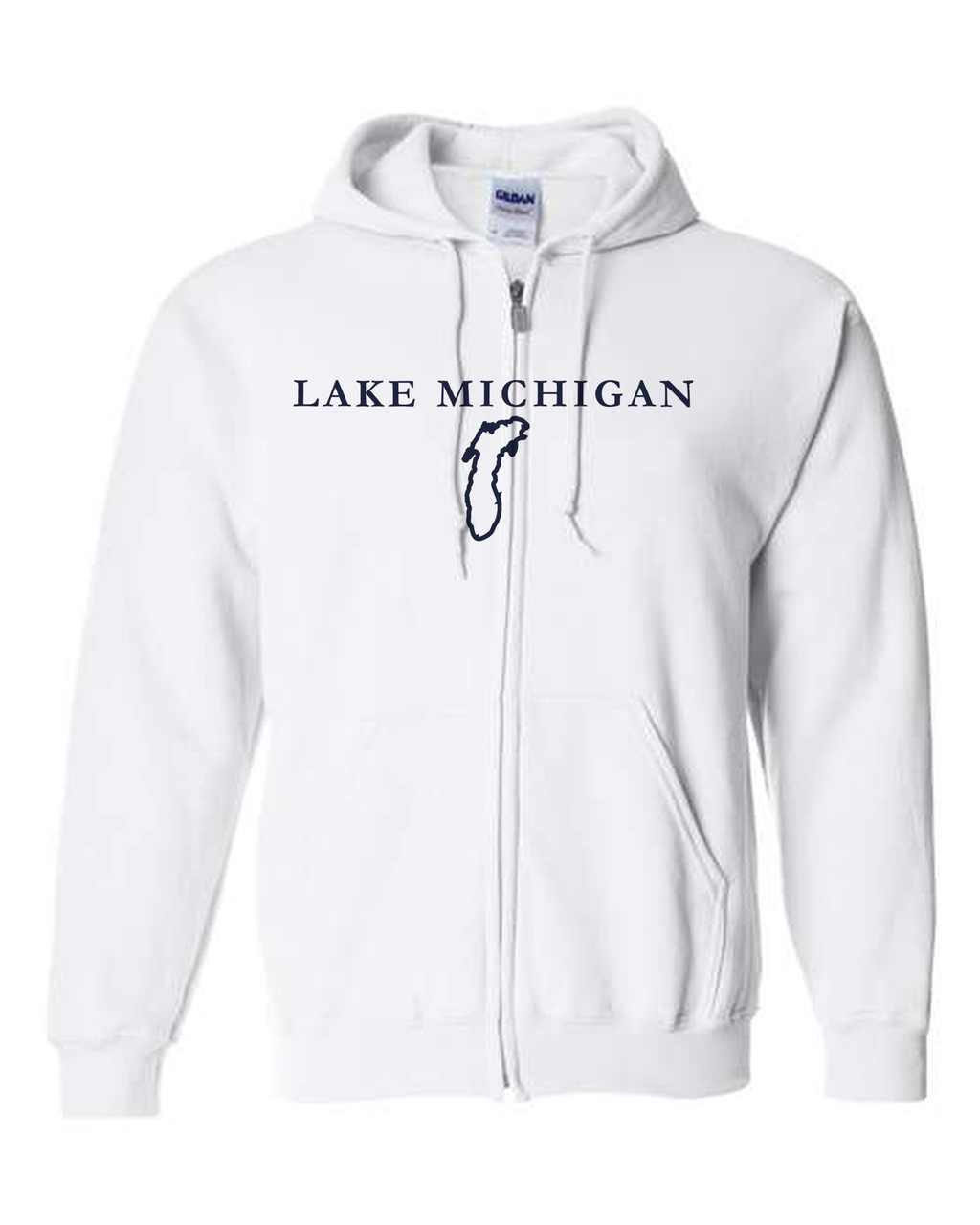 Lake Michigan - Garamond Fashion Hoodie, White