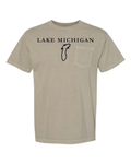 Lake Michigan - Garamond Fashion T-Shirt, Sandstone