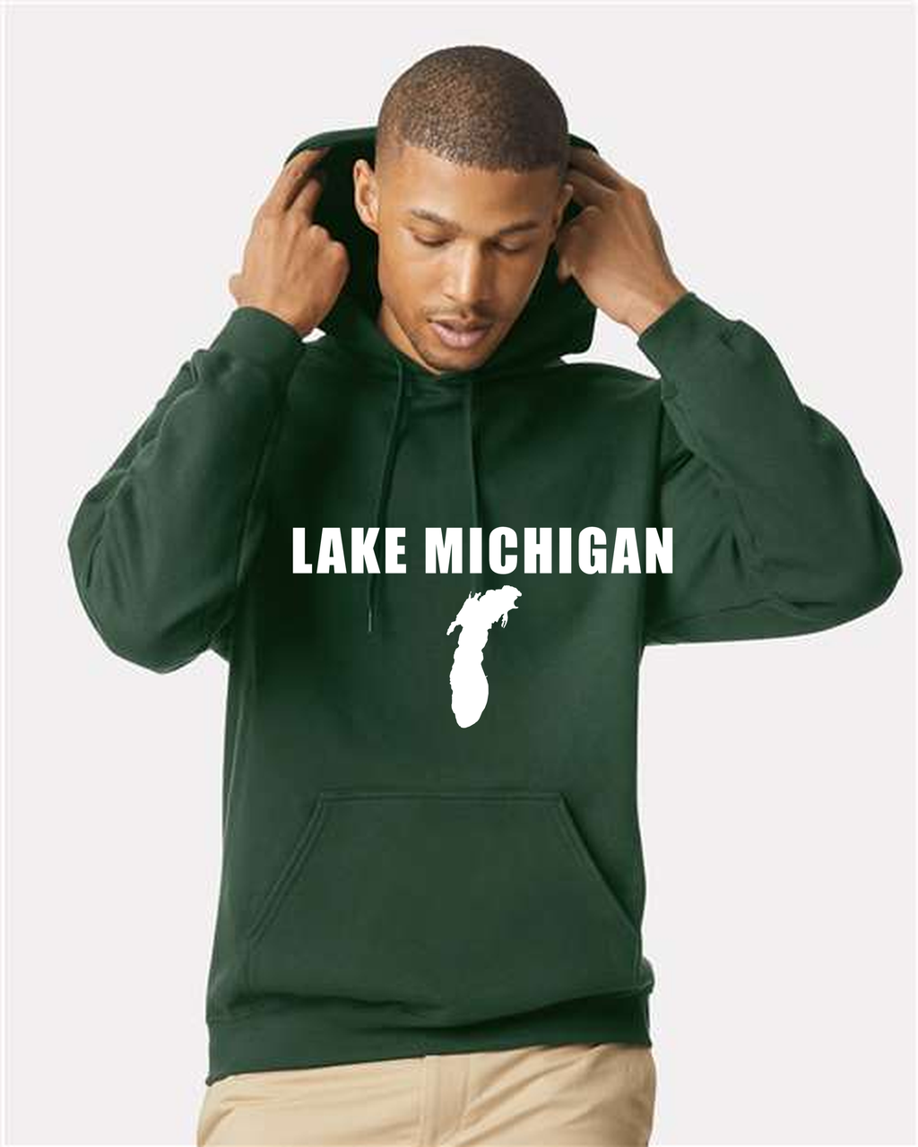 Lake Michigan - Impact Statement Hoodie, Forest Green