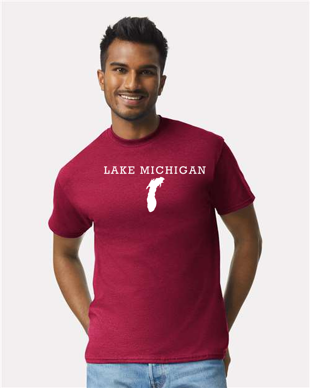 Lake Michigan - Rockwell Broad T-Shirt, Cardinal Red