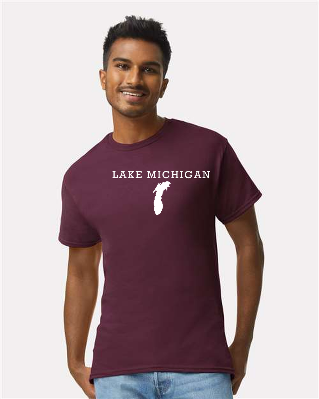 Lake Michigan - Rockwell Broad T-Shirt, Maroon