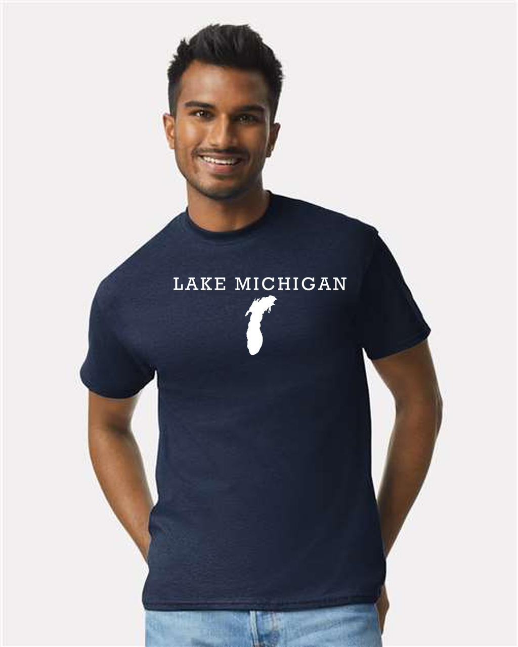 Lake Michigan - Rockwell Broad T-Shirt, Navy