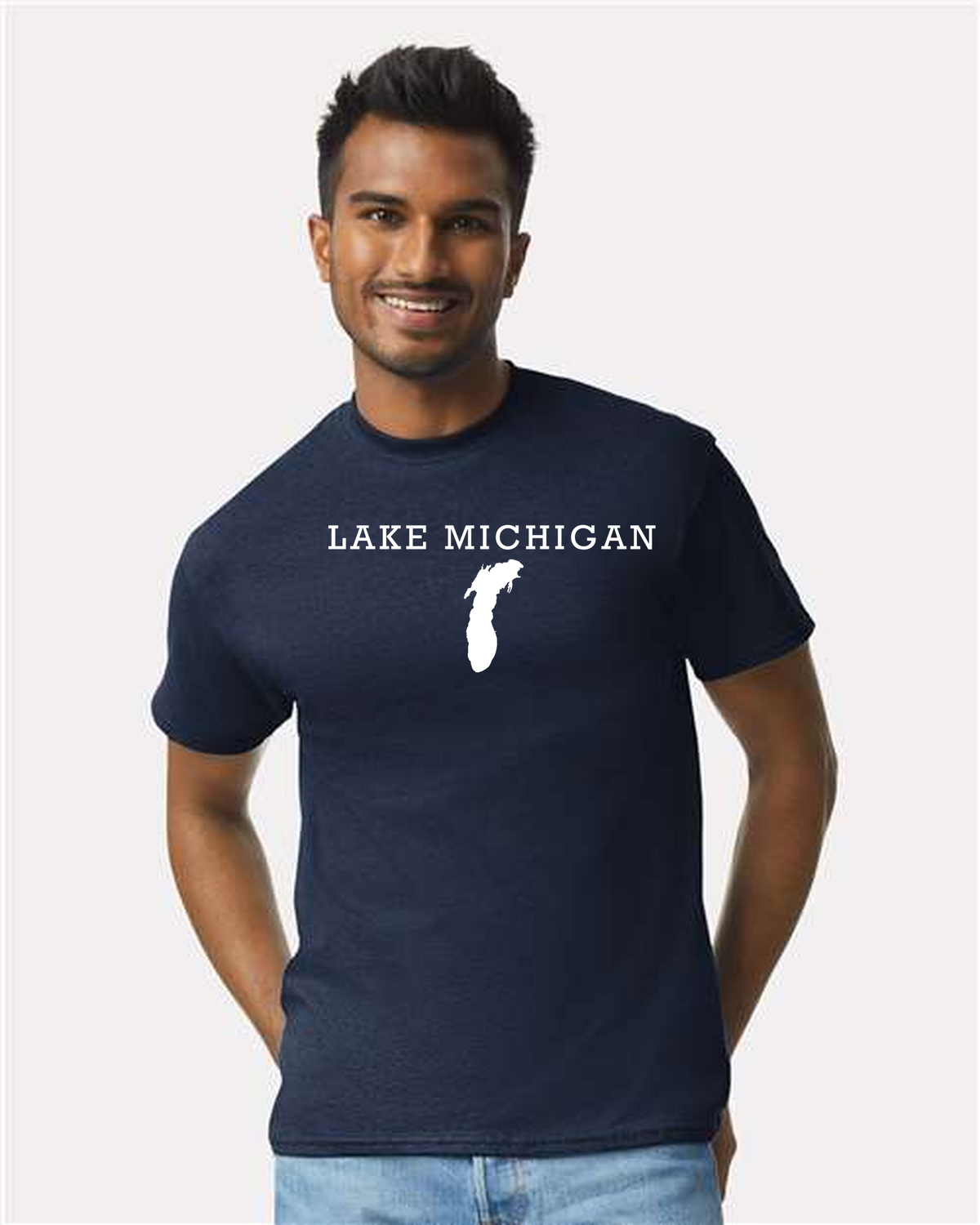 Lake Michigan - Rockwell Broad T-Shirt, Navy