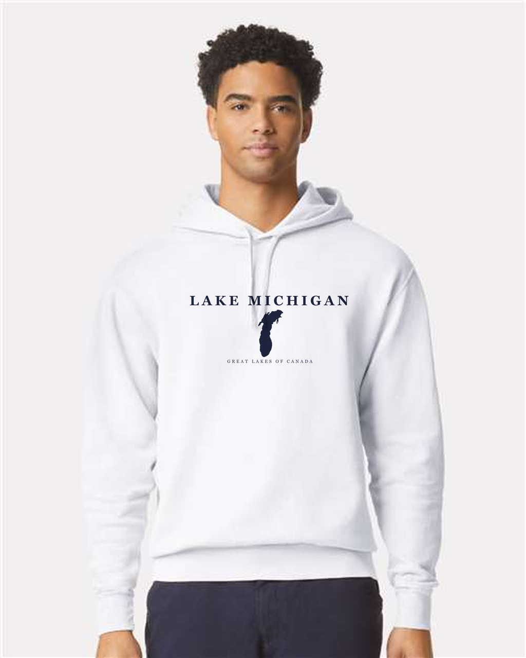 Lake Michigan - Serif Classic Hoodie, White