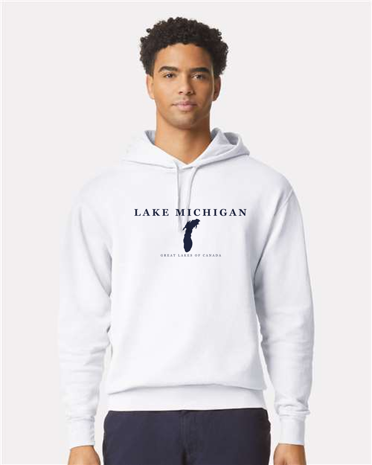 Lake Michigan - Serif Classic Hoodie, White