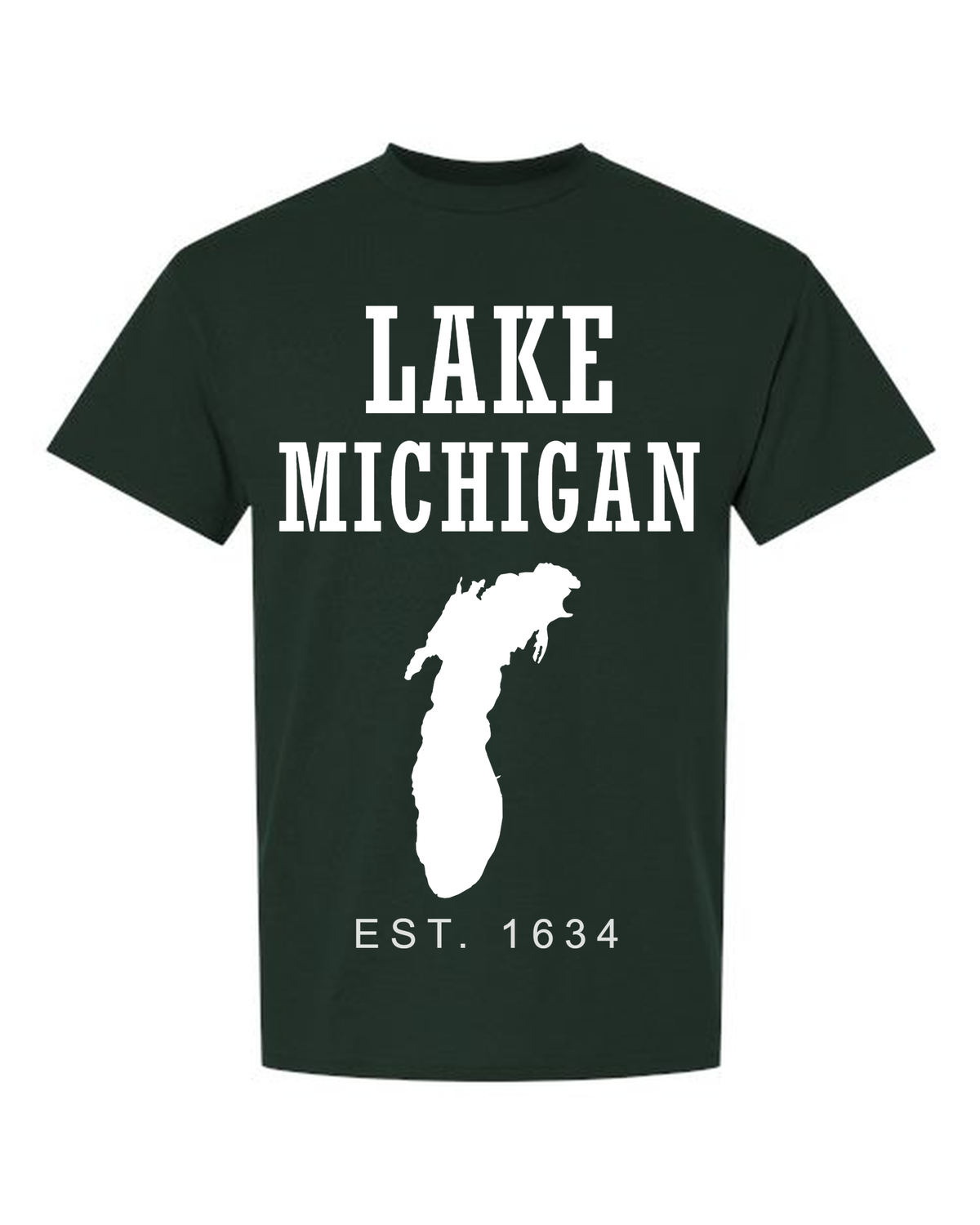 Lake Michigan - Slab Heritage T-Shirt, Forest Green