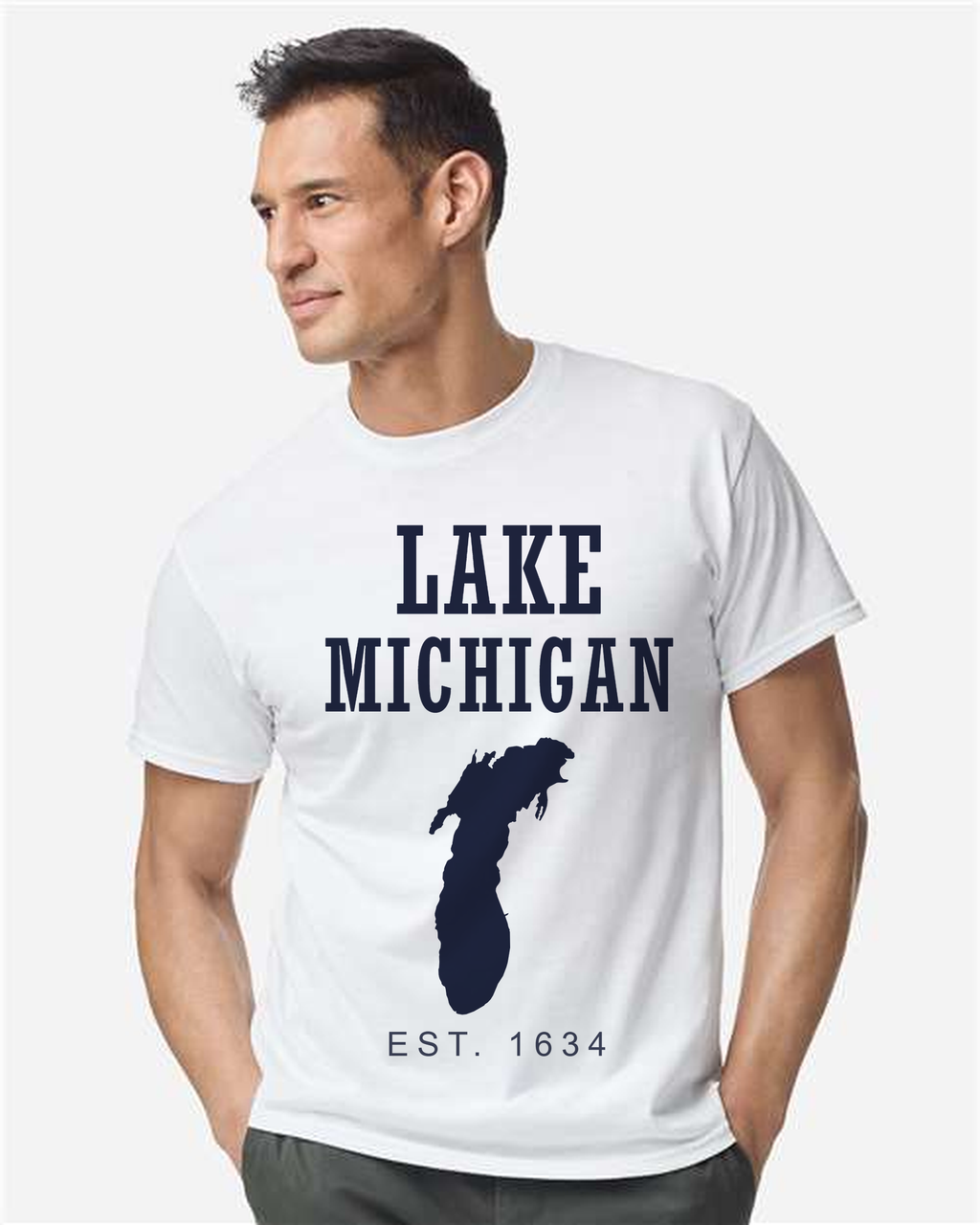 Lake Michigan - Slab Heritage T-Shirt, White