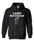 Lake Michigan - Stacked Block Hoodie, Black