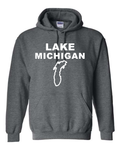 Lake Michigan - Stacked Block Hoodie, Dark Heather