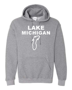 Lake Michigan - Stacked Block Hoodie, Graphite Heather