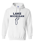 Lake Michigan - Stacked Block Hoodie, White