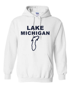 Lake Michigan - Stacked Block Hoodie, White