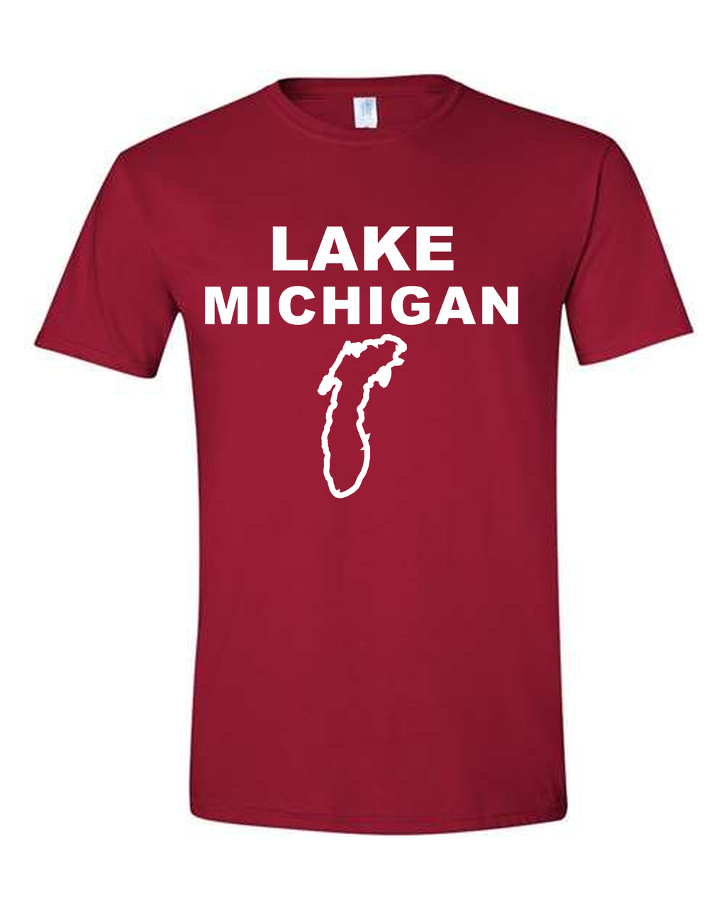Lake Michigan - Stacked Block T-Shirt, Cardinal Red