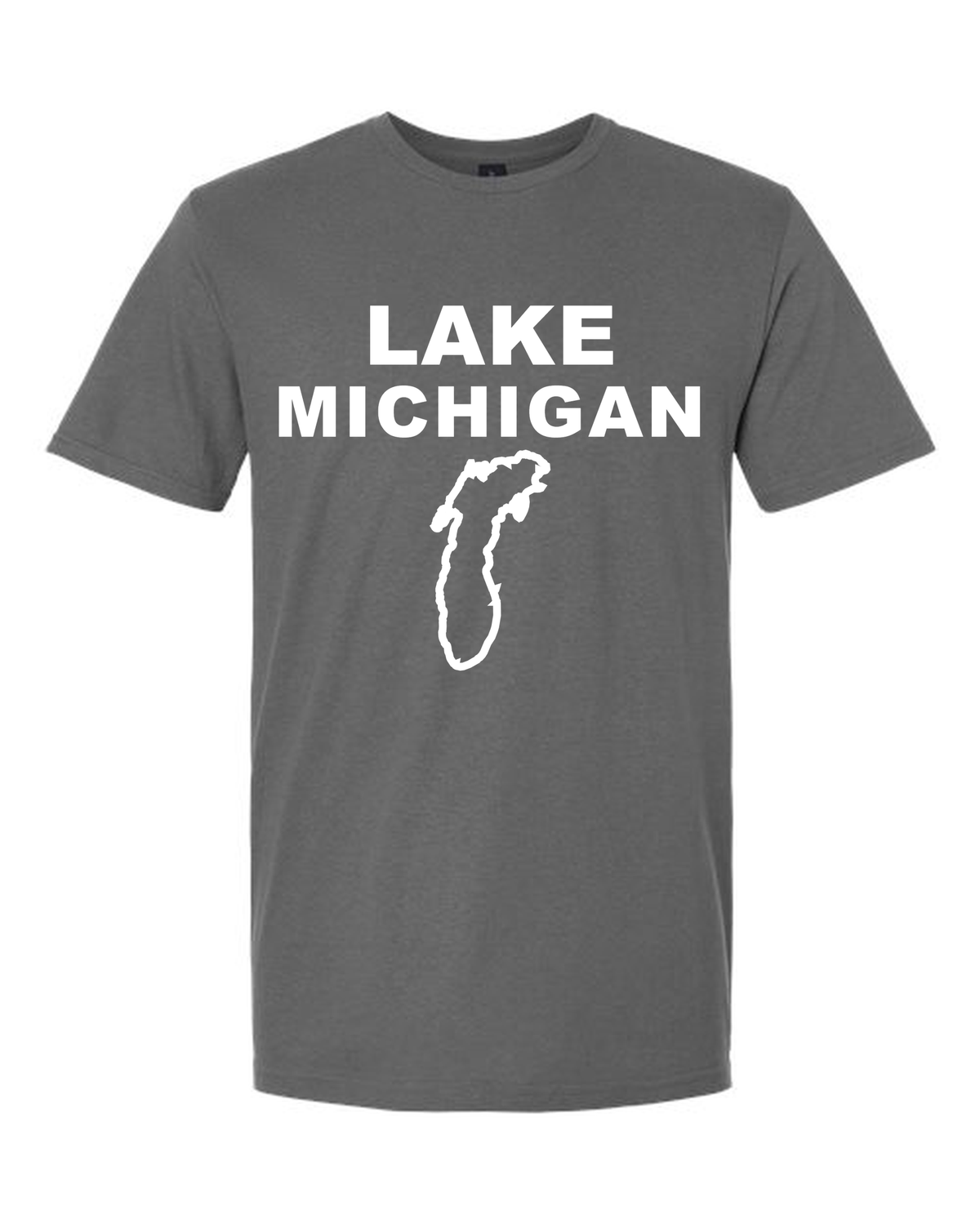 Lake Michigan - Stacked Block T-Shirt, Charcoal