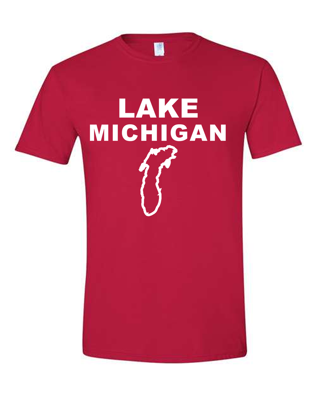 Lake Michigan - Stacked Block T-Shirt, Cherry Red