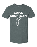 Lake Michigan - Stacked Block T-Shirt, Dark Heather